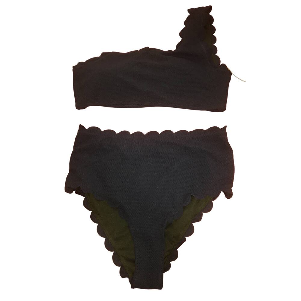 NWT Navy Blue Molybell Size L Two Piece One Strap Bathing Suit, High Waist